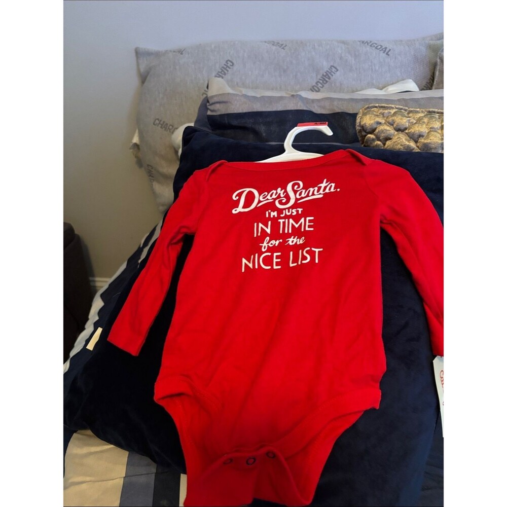 Cat & Jack Red "Dear Santa" Long-Sleeve Onesie Pajama